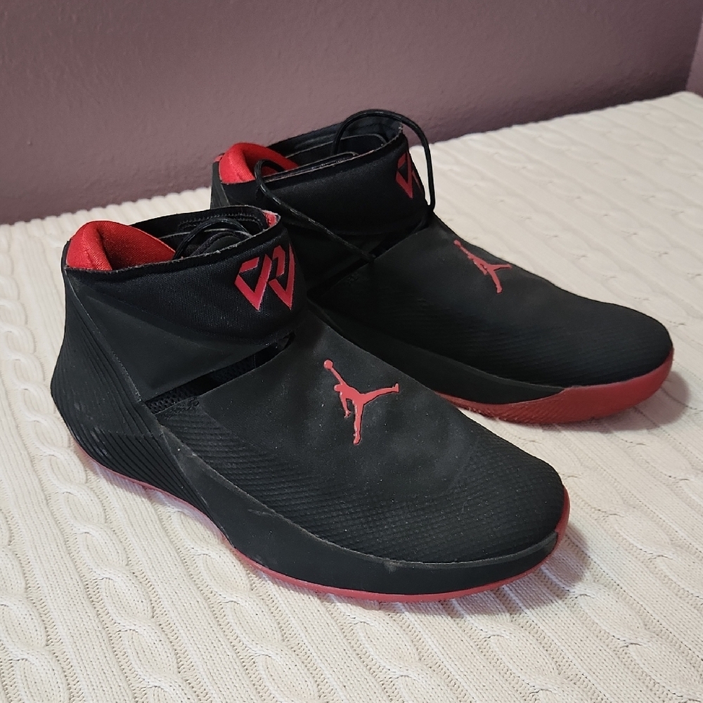 Jordan Black and Red Athletic Shoes